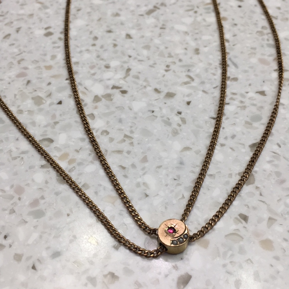 Art Deco rose gold filled slide watch chain